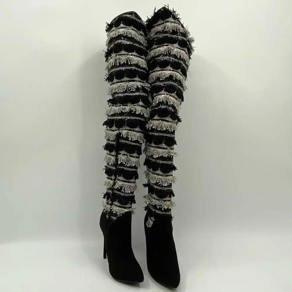 Elegant Collection Black/Gray Baylee Stiletto | Women’s Size 6.5